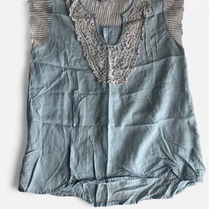 Soulmates Light Blue Lace Accent Blouse